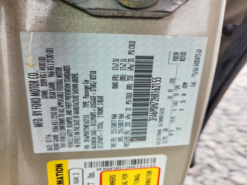 2017 Ford Fusion მანქანა იყიდება აუქციონზე, vin: 3FA6P0H72HR162155, აუქციონის ნომერი: 68378596