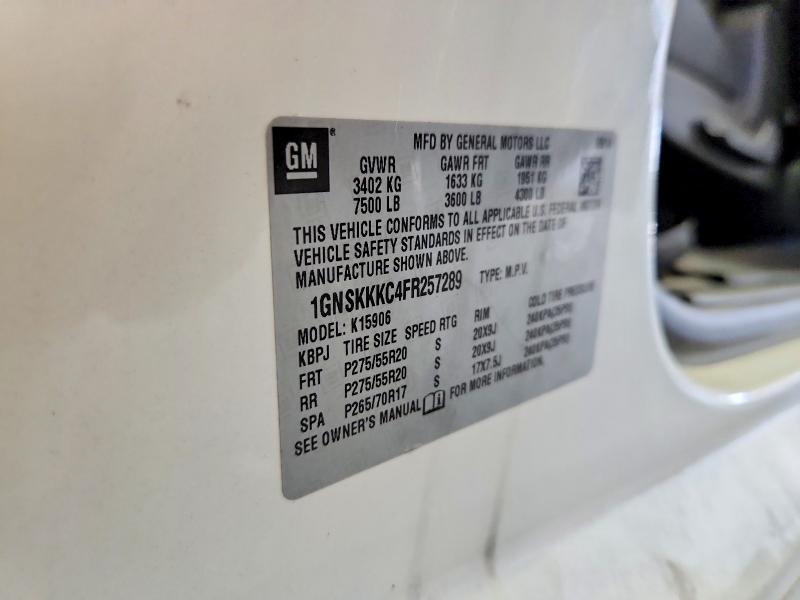 Продаж на аукціоні авто 2015 Chevrolet Suburban, vin: 1GNSKKKC4FR257289, номер лоту: 67474026
