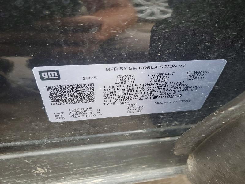 Aukcja sprzedaży 2026 Chevrolet Trailblazer, vin: KL79MPSLXTB090260, numer aukcji: 69367036