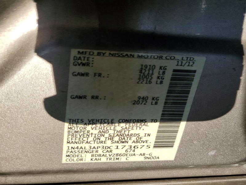 Продажа на аукционе авто 2013 Nissan Altima, vin: 1N4AL3AP3DC173675, номер лота: 70818666