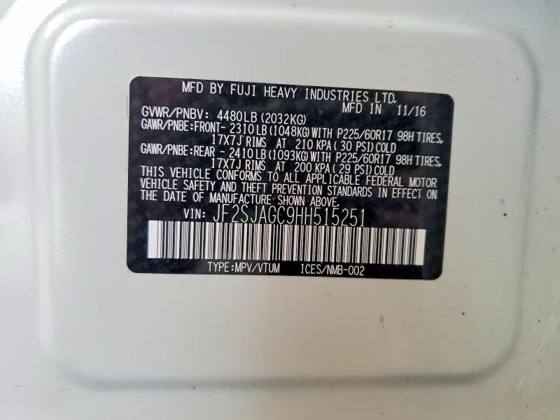 67399006 :رقم المزاد ، JF2SJAGC9HH515251 vin ، 2017 Subaru Forester مزاد بيع