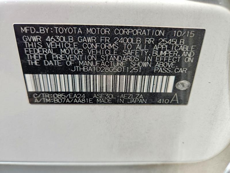 Продажа на аукционе авто 2016 Lexus Is, vin: JTHBA1D28G5011251, номер лота: 69075126