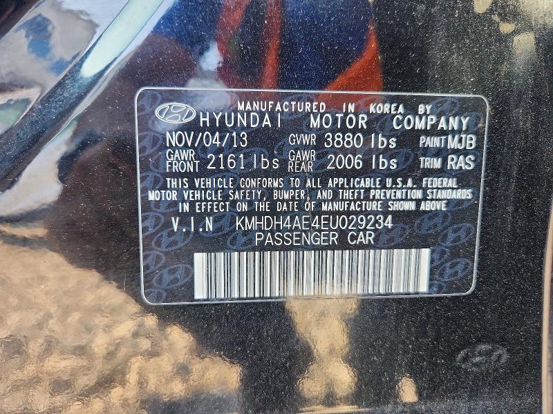 2014 Hyundai Elantra მანქანა იყიდება აუქციონზე, vin: KMHDH4AE4EU029234, აუქციონის ნომერი: 69326396