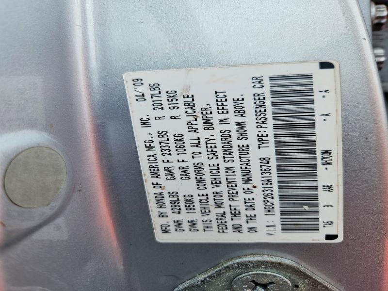 70860646 :رقم المزاد ، 1HGCP26319A136748 vin ، 2009 Honda Accord مزاد بيع
