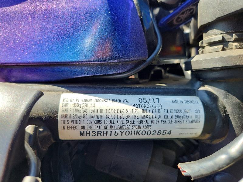 Продажа на аукционе авто 2017 Yamaha Yzfr3, vin: MH3RH15Y0HK002854, номер лота: 67722716
