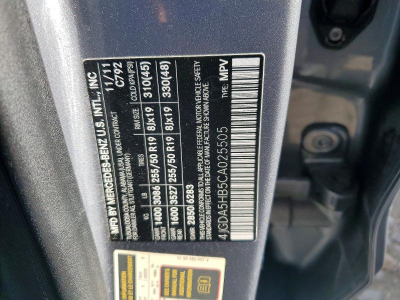 Продажа на аукционе авто 2012 Mercedes-benz Ml, vin: 4JGDA5HB5CA025505, номер лота: 68919946