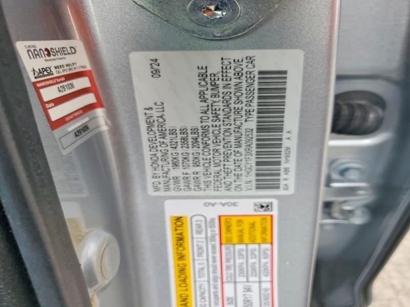 Продаж на аукціоні авто 2024 Honda Accord, vin: 1HGCY1F3XRA092532, номер лоту: 69225066