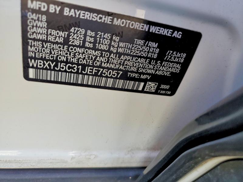2018 Bmw X2 მანქანა იყიდება აუქციონზე, vin: WBXYJ5C31JEF75057, აუქციონის ნომერი: 68632246