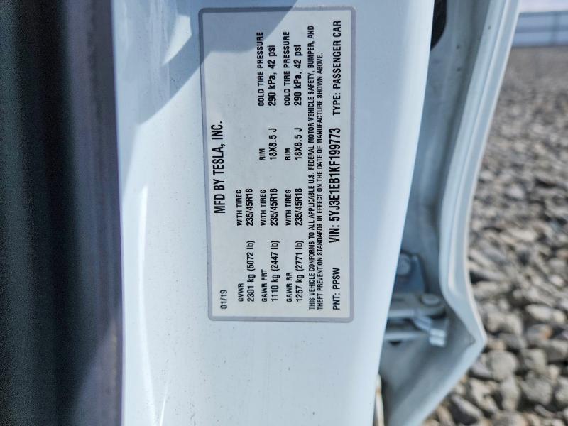 Продажа на аукционе авто 2019 Tesla Model 3, vin: 5YJ3E1EB1KF199773, номер лота: 67690066