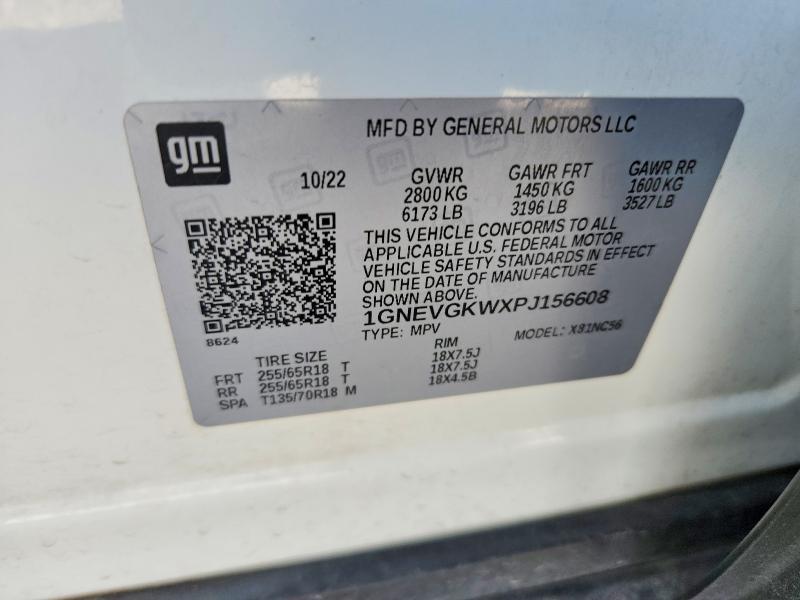 69569836 :رقم المزاد ، 1GNEVGKWXPJ156608 vin ، 2023 Chevrolet Traverse مزاد بيع