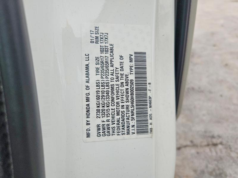 Продаж на аукціоні авто 2017 Honda Odyssey, vin: 5FNRL5H60HB002509, номер лоту: 69499106