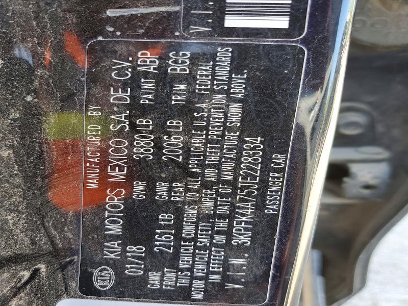 68076436 :رقم المزاد ، 3KPFK4A75JE228334 vin ، 2018 Kia Forte مزاد بيع