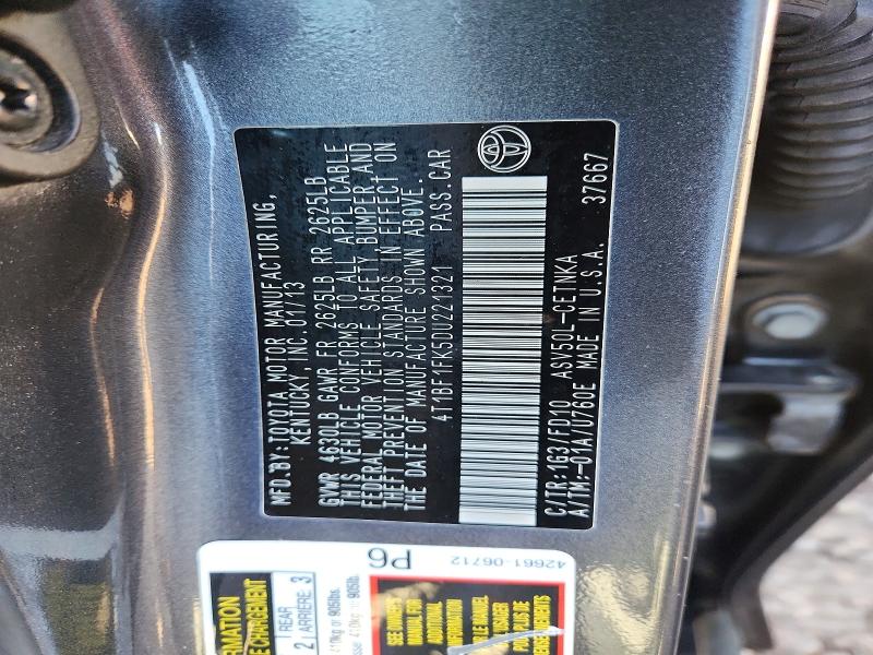 69584136 :رقم المزاد ، 4T1BF1FK5DU221321 vin ، 2013 Toyota Camry مزاد بيع