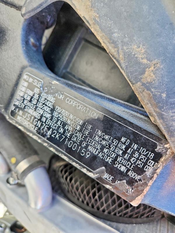 68098406 :رقم المزاد ، JS1GN7FA2K7100159 vin ، 2019 Suzuki Gsx-r600 مزاد بيع