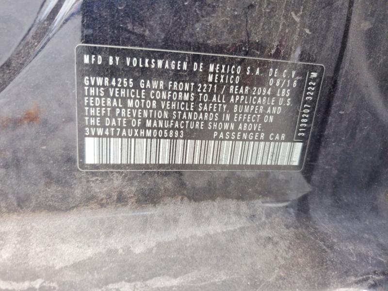 69803636 :رقم المزاد ، 3VW4T7AUXHM005893 vin ، 2017 Volkswagen Gti مزاد بيع