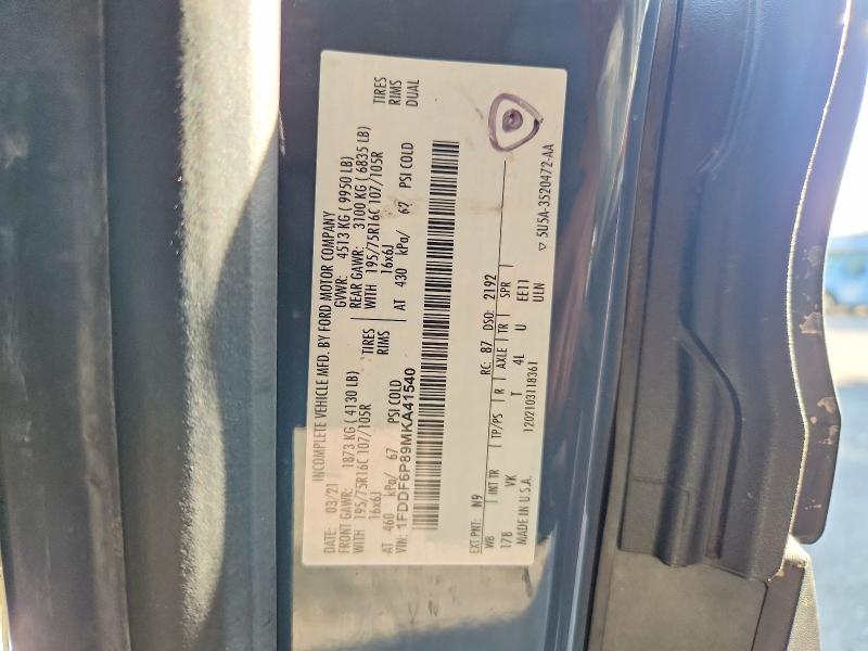 69055426 :رقم المزاد ، 1FDDF6P89MKA41540 vin ، 2021 Ford Transit مزاد بيع