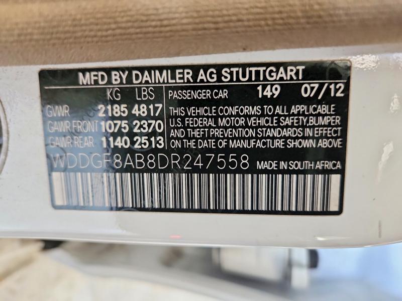 Aukcja sprzedaży 2013 Mercedes-benz C, vin: WDDGF8AB8DR247558, numer aukcji: 70291956