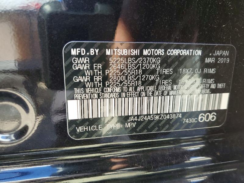 Aukcja sprzedaży 2019 Mitsubishi Outlander, vin: JA4J24A59KZ043874, numer aukcji: 68738616