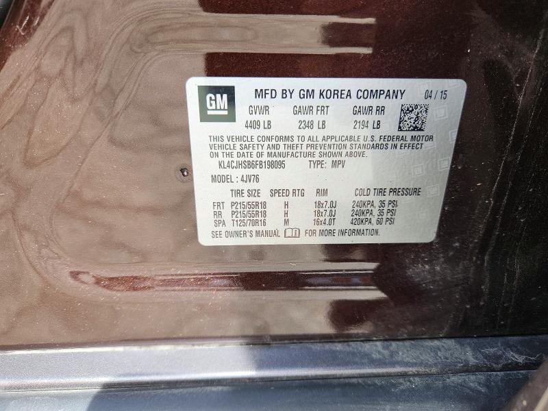 Продаж на аукціоні авто 2015 Buick Encore, vin: KL4CJHSB6FB198095, номер лоту: 68895356