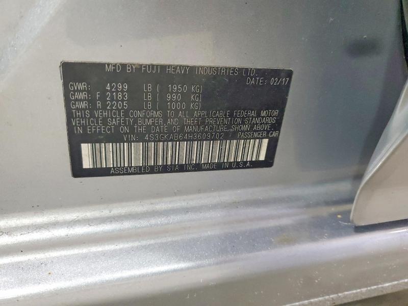 2017 Subaru Impreza მანქანა იყიდება აუქციონზე, vin: 4S3GKAB64H3609702, აუქციონის ნომერი: 70372816