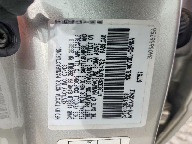 Продажа на аукционе авто 2003 Toyota Camry, vin: 4T1BE32K63U764762, номер лота: 70465126