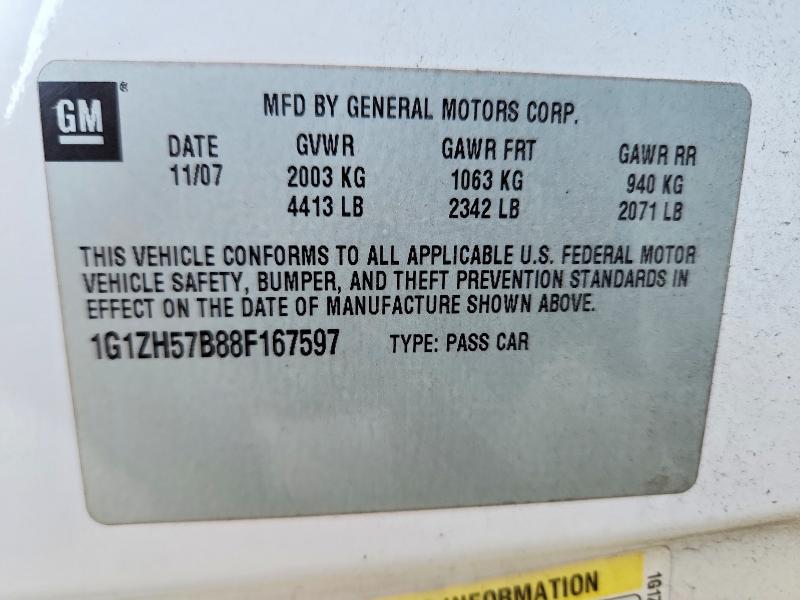 Aukcja sprzedaży 2008 Chevrolet Malibu, vin: 1G1ZH57B88F167597, numer aukcji: 67871836