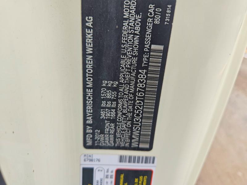 Aukcja sprzedaży 2013 Mini Cooper, vin: WMWSU3C52DT678384, numer aukcji: 70473036