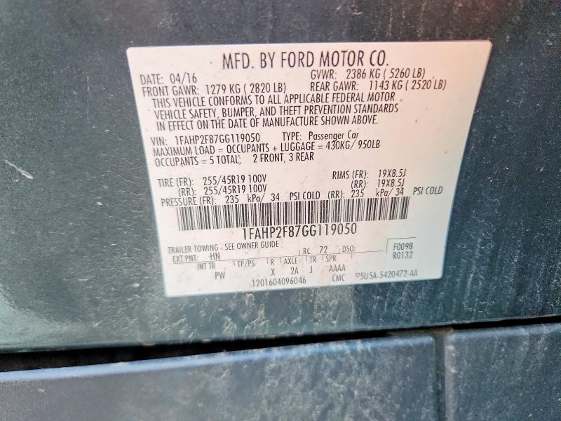 Продаж на аукціоні авто 2016 Ford Taurus, vin: 1FAHP2F87GG119050, номер лоту: 69167696
