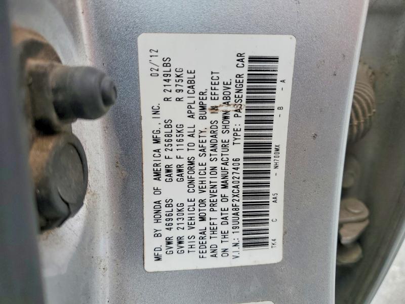 Auction sale of the 2012 Acura Tl, vin: 19UUA8F2XCA027406, lot number: 67486106