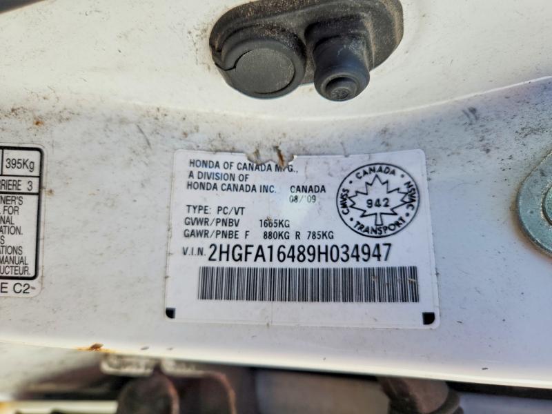 Продаж на аукціоні авто 2009 Honda Civic, vin: 2HGFA16489H034947, номер лоту: 68788726