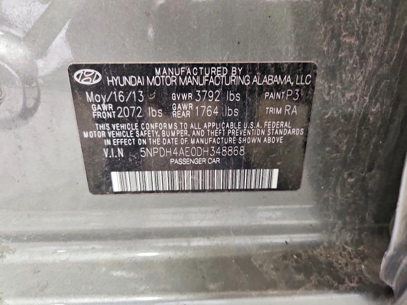 2013 Hyundai Elantra მანქანა იყიდება აუქციონზე, vin: 5NPDH4AE0DH348868, აუქციონის ნომერი: 70817076