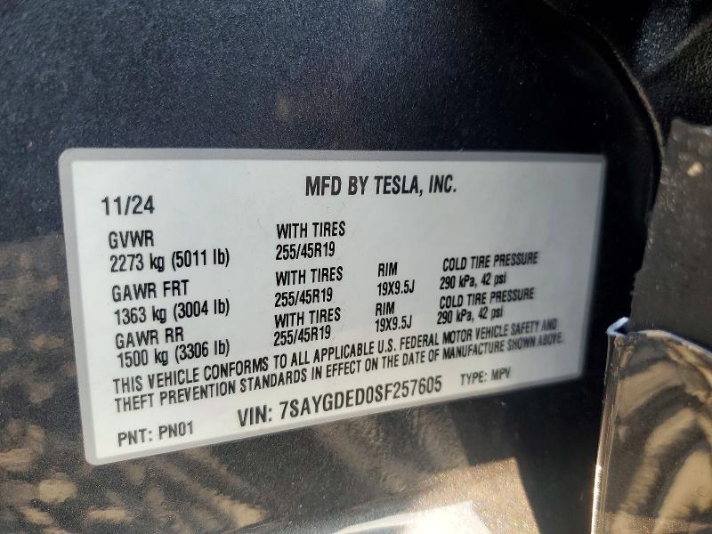 Продажа на аукционе авто 2025 Tesla Model Y, vin: 7SAYGDED0SF257605, номер лота: 67523486