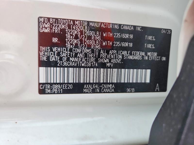 Продаж на аукціоні авто 2026 Toyota Rav4, vin: 2T36CRAV1TW038174, номер лоту: 65206836