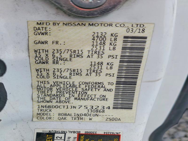 69031206 :رقم المزاد ، 1N6BD0CT1JN753234 vin ، 2018 Nissan Frontier مزاد بيع