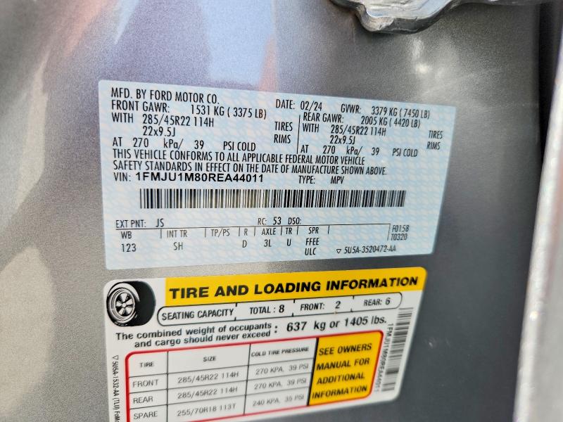 68955836 :رقم المزاد ، 1FMJU1M80REA44011 vin ، 2024 Ford Expedition مزاد بيع