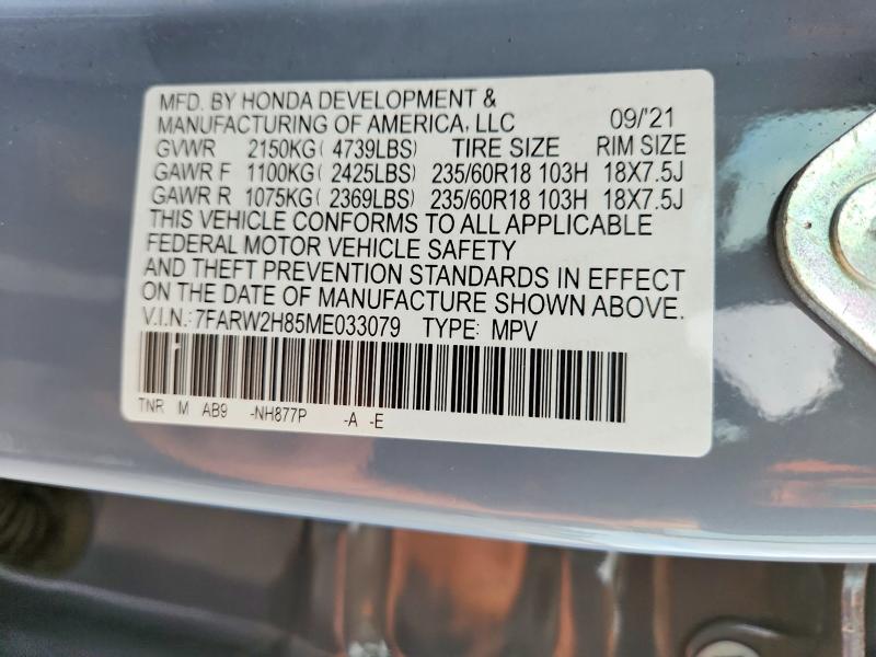 Продажа на аукционе авто 2021 Honda Cr-v, vin: 7FARW2H85ME033079, номер лота: 68633766