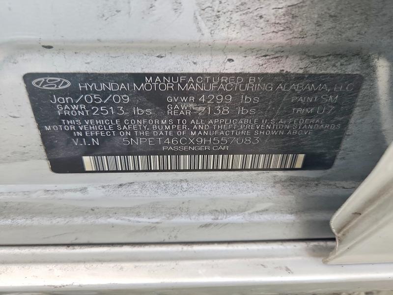 Продаж на аукціоні авто 2009 Hyundai Sonata, vin: 5NPET46CX9H557083, номер лоту: 69036926