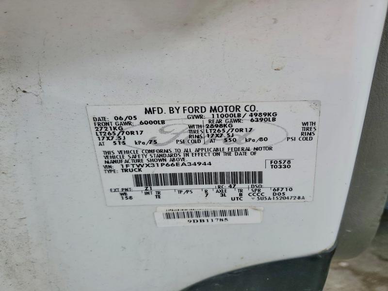 Продаж на аукціоні авто 2006 Ford F350, vin: 1FTWX31P66EA34944, номер лоту: 69776106