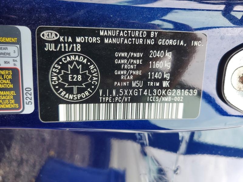 Продажа на аукционе авто 2019 Kia Optima, vin: 5XXGT4L30KG281639, номер лота: 67449826