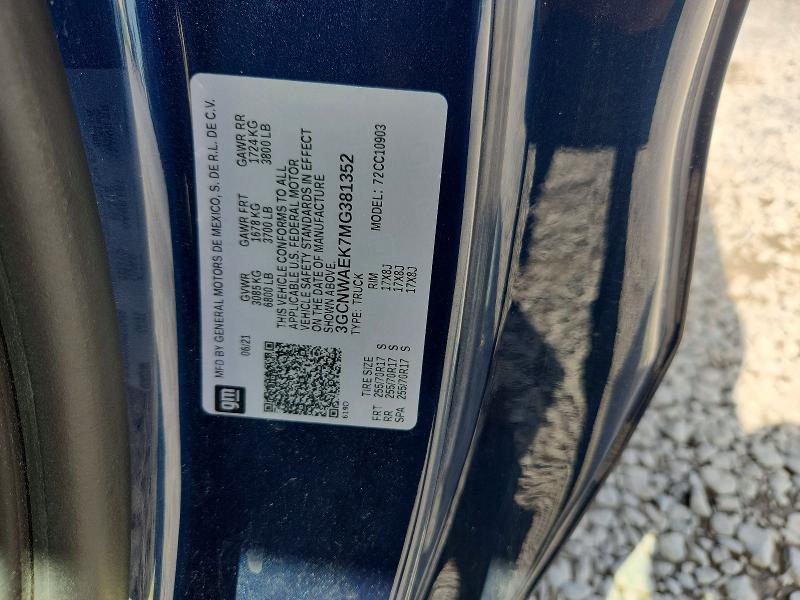 69421806 :رقم المزاد ، 3GCNWAEK7MG381352 vin ، 2021 Chevrolet Silverado مزاد بيع