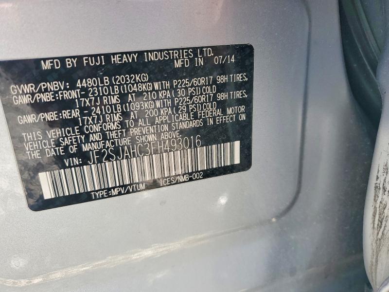 Продаж на аукціоні авто 2015 Subaru Forester, vin: JF2SJAHC3FH493016, номер лоту: 69195626