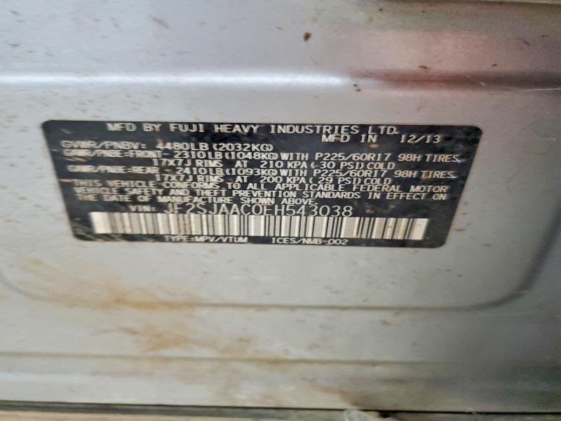69100276 :رقم المزاد ، JF2SJAAC0EH543038 vin ، 2014 Subaru Forester مزاد بيع