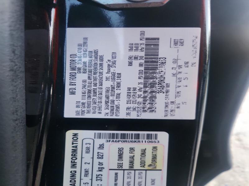 68075386 :رقم المزاد ، 3FA6P0RU6KR110653 vin ، 2019 Ford Fusion مزاد بيع