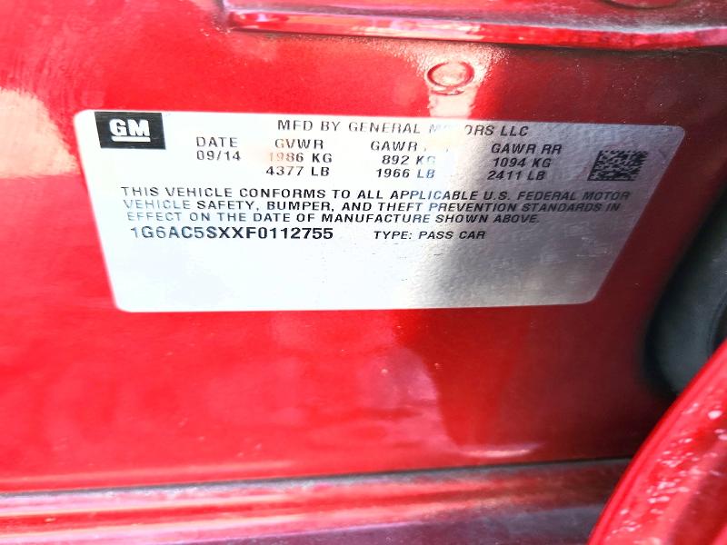 2015 Cadillac Ats მანქანა იყიდება აუქციონზე, vin: 1G6AC5SXXF0112755, აუქციონის ნომერი: 68368426