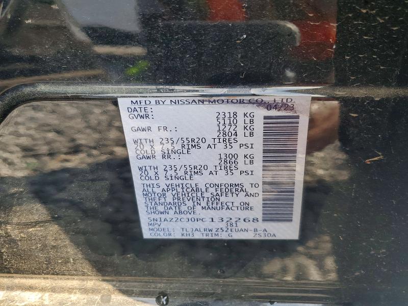 2023 Nissan Murano მანქანა იყიდება აუქციონზე, vin: 5N1AZ2CJ0PC132268, აუქციონის ნომერი: 67845496