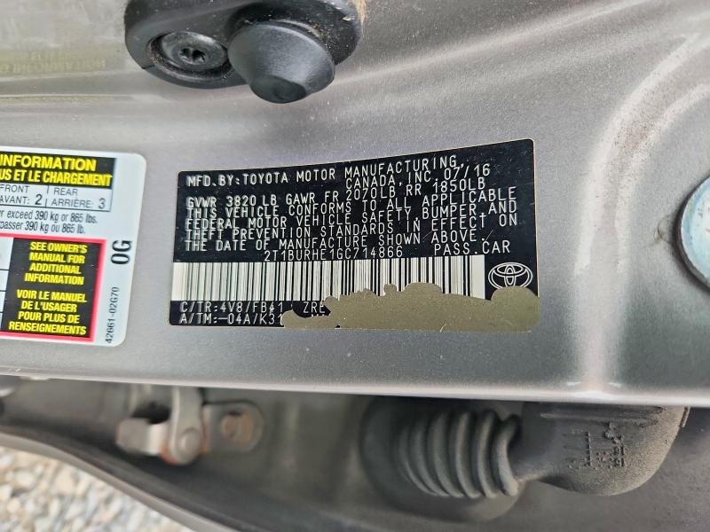 Продаж на аукціоні авто 2016 Toyota Corolla, vin: 2T1BURHE1GC714866, номер лоту: 68966026