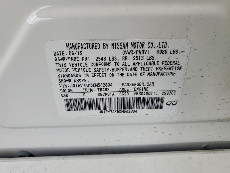 67377786 :رقم المزاد ، JN1EV7AP5KM542804 vin ، 2019 Infiniti Q50 مزاد بيع