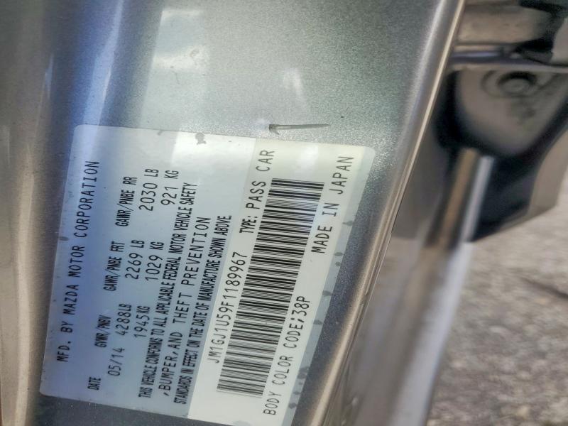 2015 Mazda 6 მანქანა იყიდება აუქციონზე, vin: JM1GJ1U59F1189967, აუქციონის ნომერი: 69334796