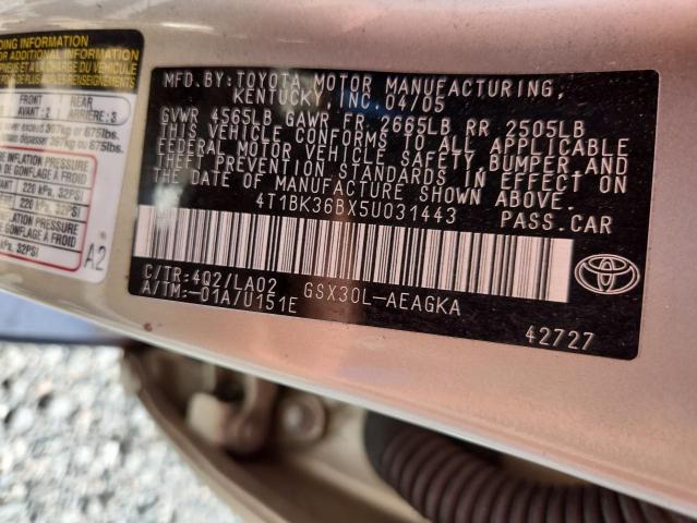 Продаж на аукціоні авто 2005 Toyota Avalon, vin: 4T1BK36BX5U031443, номер лоту: 68210306
