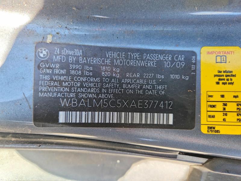 Aukcja sprzedaży 2010 Bmw Z4, vin: WBALM5C5XAE377412, numer aukcji: 69030726
